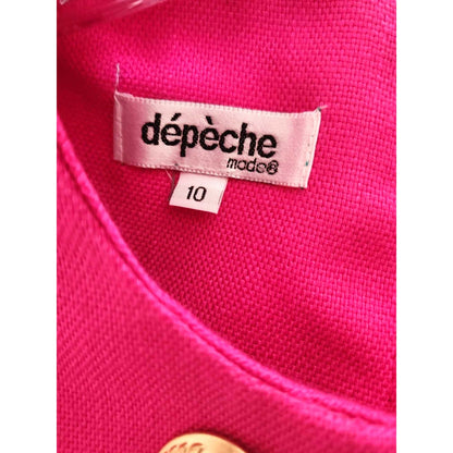ONLY ONE!!! Vintage Depeche Hot Pink Wool Crepe Dress Coat with Gold Buttons ~ Size 10