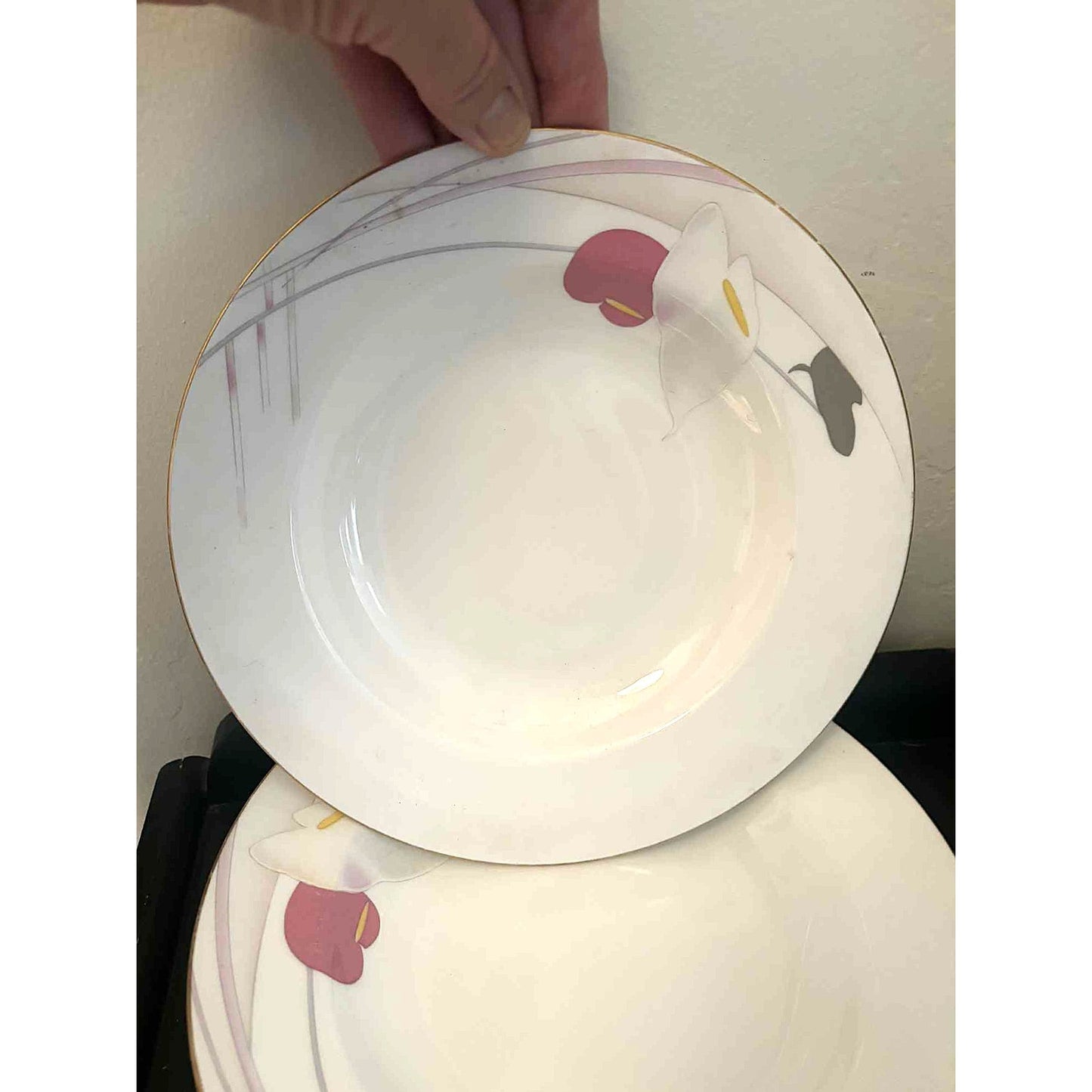 ONLY ONE SET!!! Vintage Mikasa Anthurium Bone China Set 4 Soup Bowls