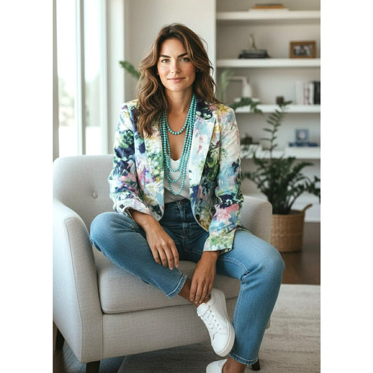 ONLY ONE!!! Worth Floral Watercolor Blazer ~ Size 12