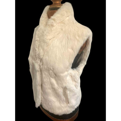 ONLY ONE!!! Vintage Split End Ltd. Boho Genuine Cream Rabbit Fur Vest Size L