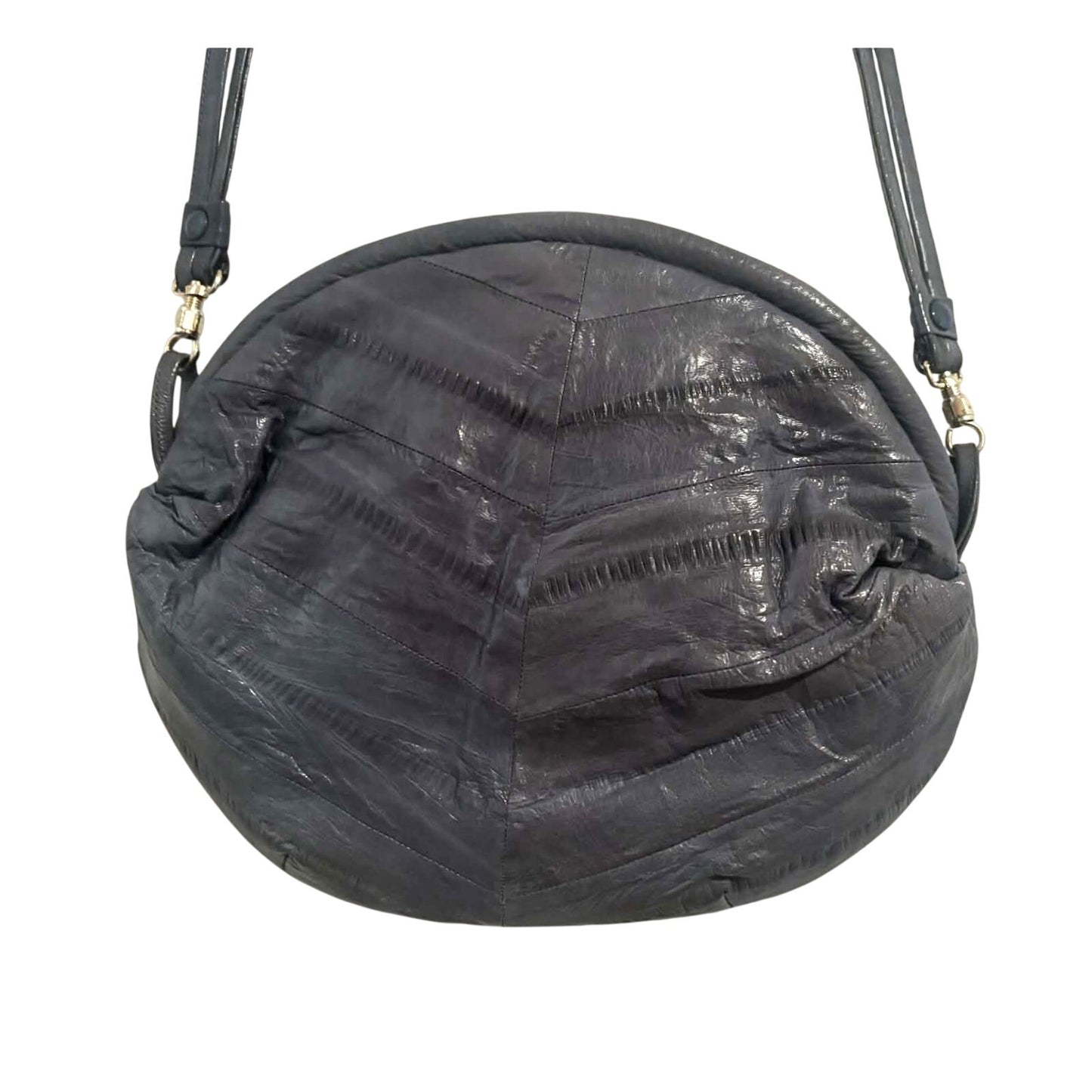 Vintage Gray Leather Crossbody Shoulder Bag | Reptile-Embossed | Convertible Clutch
