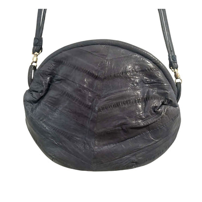 Vintage Gray Leather Crossbody Shoulder Bag | Reptile-Embossed | Convertible Clutch