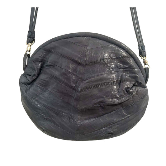 Vintage Gray Leather Crossbody Shoulder Bag | Reptile-Embossed | Convertible Clutch