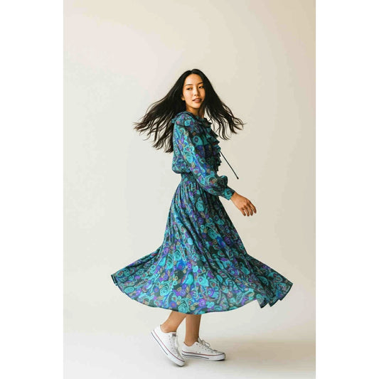 ONLY ONE!!! Vintage Plaza South Flowy Colorful Floral Print Dress ~ Size 8