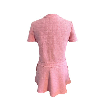 Zara Pink Tweed Drop Waist Mini Dress M