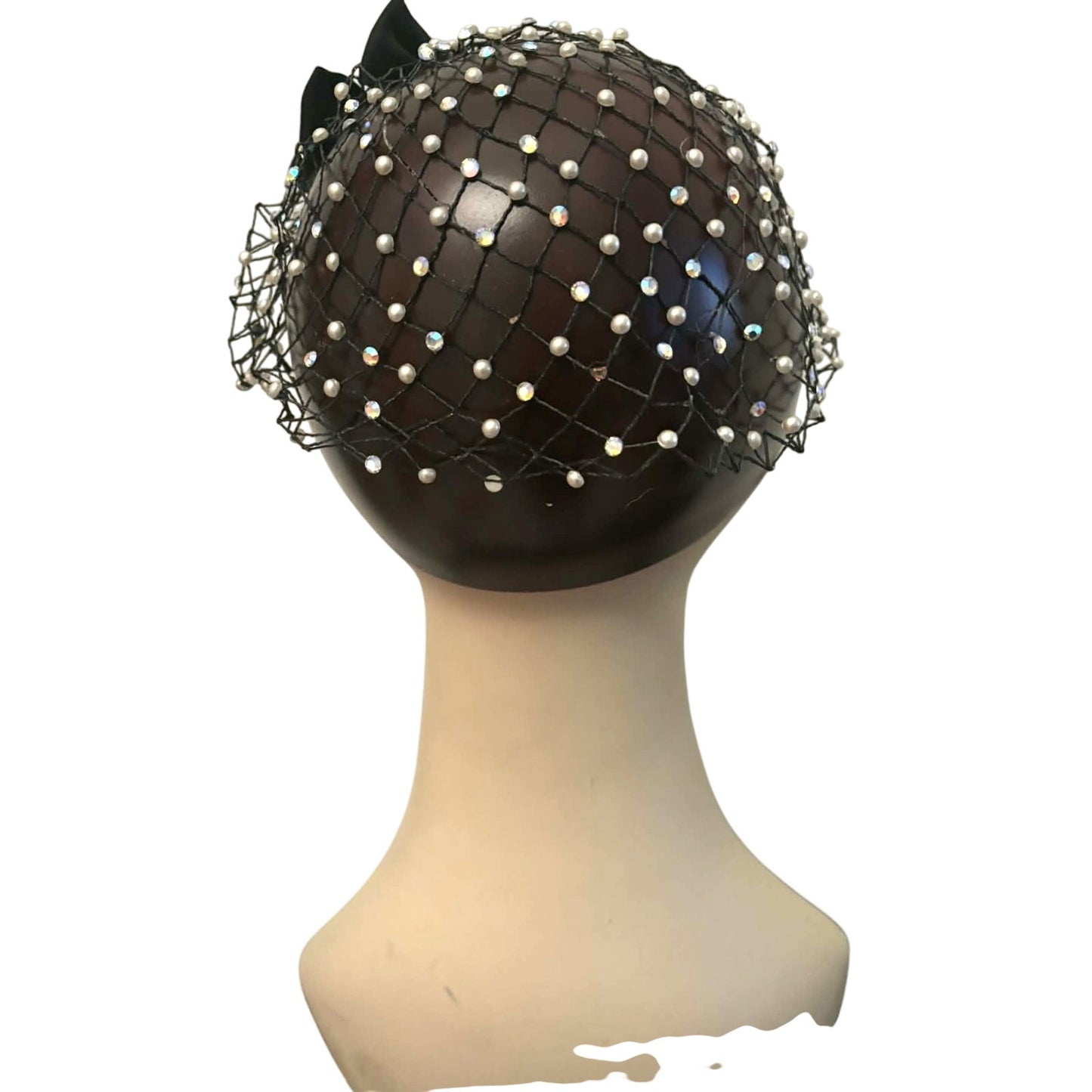 Vintage 1950s-60s Beaded Snood Hair Fascinator