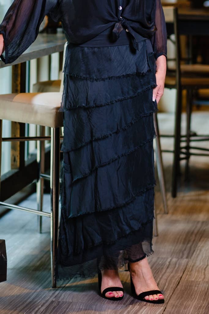 Elisa Silk Ruffle Skirt – Versatile One-Size Made in Italy