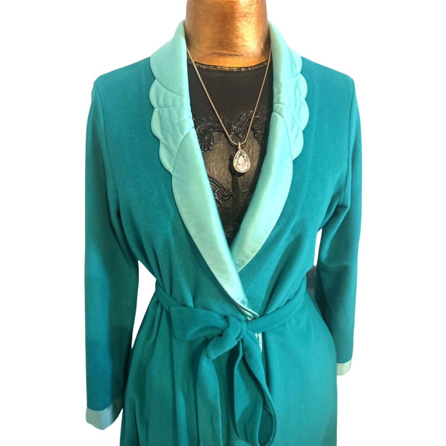 Vintage Vanity Fair Teal Velour Robe