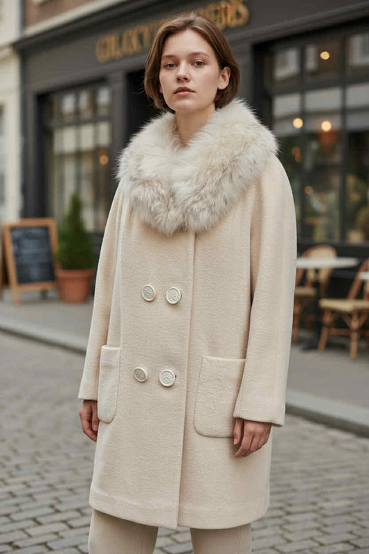 ONLY ONE!!! Vintage 1960s Madigans Wool Coat w/Removable Real Fur Collar