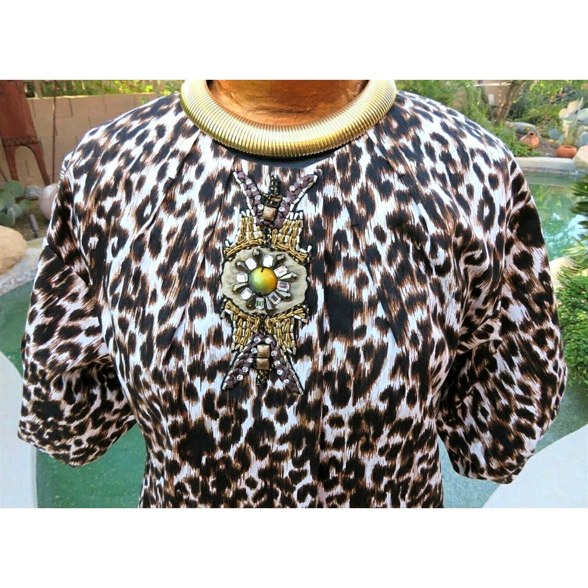 ONLY ONE!!! Vintage SoCal by St. John Leopard Animal Print Knit Jacket Dress Tunic