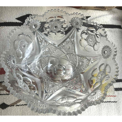 ONY ONE!!! Antique Early American Crystal Pedestal Bowl 1890s–1910s