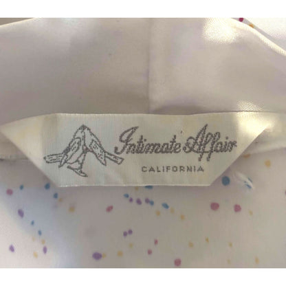 ONLY ONE!!! Vintage Intimate Affair Long White Satin Paint Splattered Robe ~ Size L