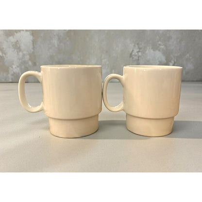 Crate & Barrel Bauhaus II White Porcelain Coffee Mugs – Set of 2