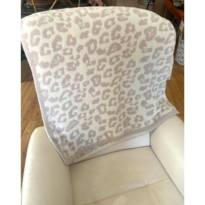 Barefoot Dreams CozyChic Leopard Plush Throw Blanket in Blush Cream