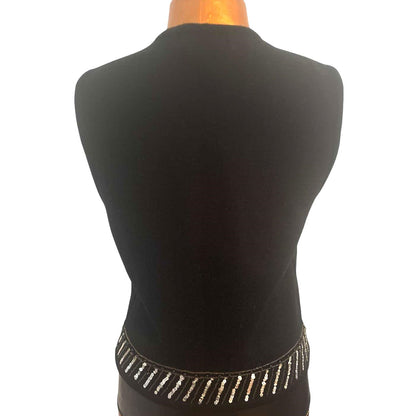 ONLY ONE!!! Vintage 1980s OUTLANDER Black Wool Vest w/Sequins Size M