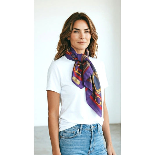 Vintage Ralph Lauren Large Square Colorful Silk Scarf