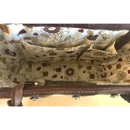 ONLY ONE!!! Brighton Straw & Brown Leather Tote Bag w/Silver Heart Charm