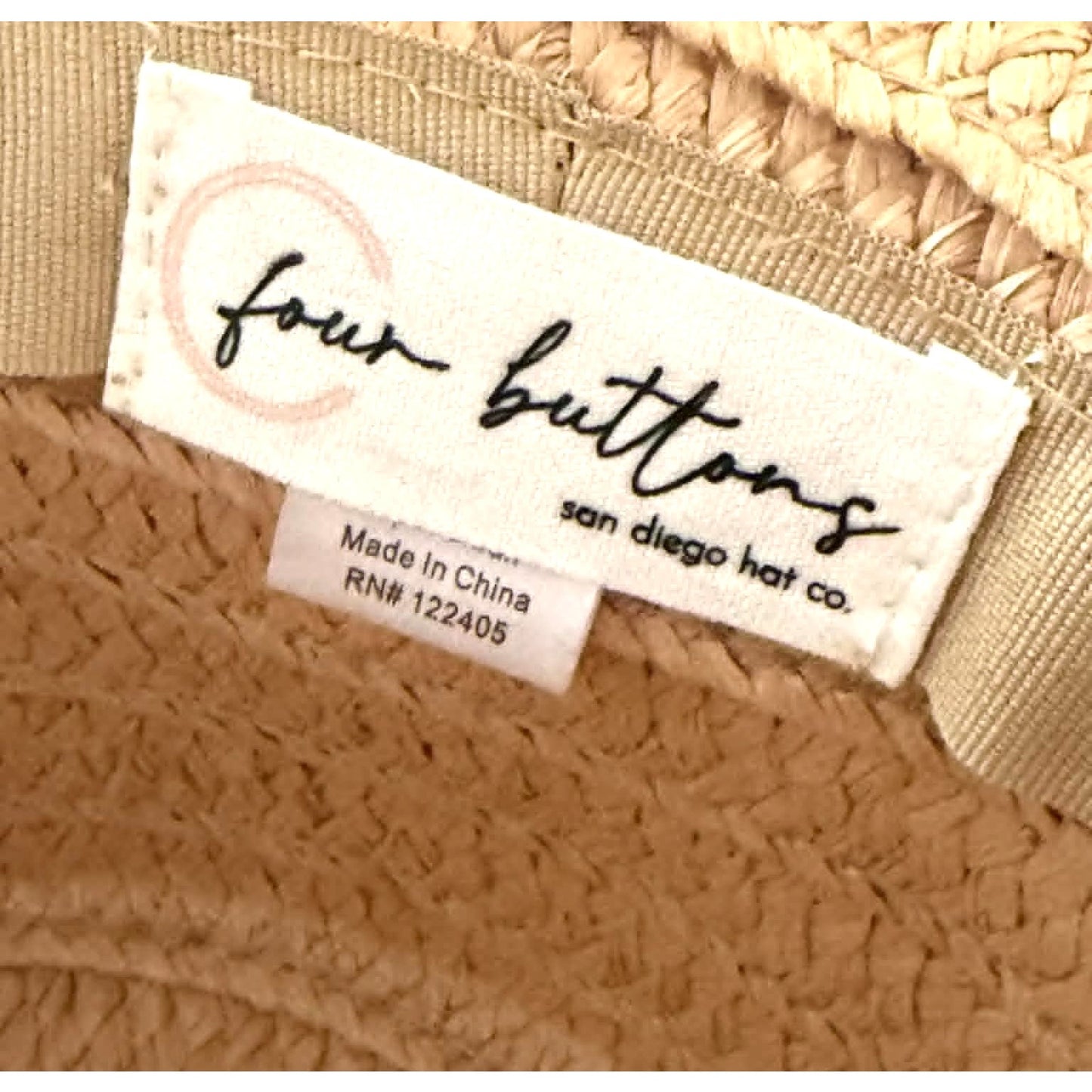 Four Buttons Straw Sun Hat Wide Brim