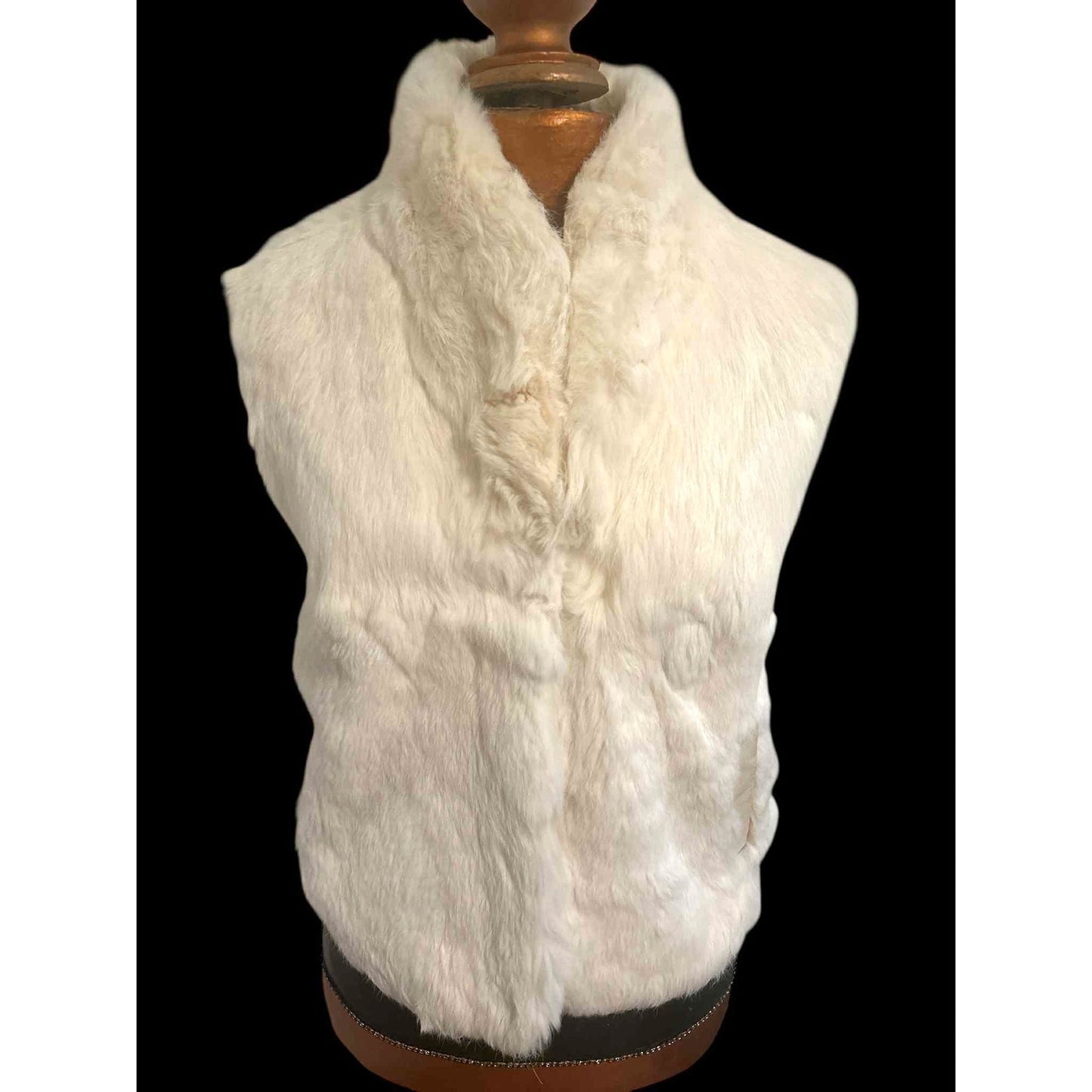 ONLY ONE!!! Vintage Split End Ltd. Boho Genuine Cream Rabbit Fur Vest Size L