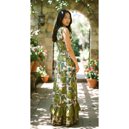 Vintage 1970s Hawaiian Maxi Dress ~ Size M