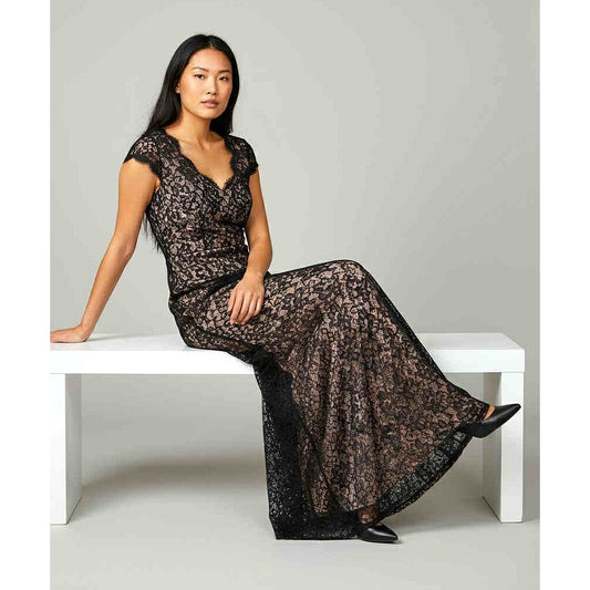 ONLY ONE!!! Vintage Victor Costa for Nahdrée Black Lace Illusion Evening Gown – Size 4