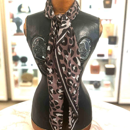 cabi Leopard Print Silk Chiffon Scarf | Curated Classic