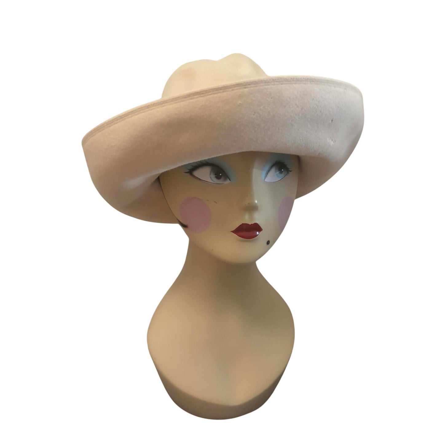 ONLY ONE!!! Vintage Ted Lapidus Paris Cream Wool Felt Wide Brim Hat France