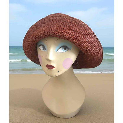 ONLY ONE!!! Helen Kaminski 100% Raffia Sun Hat in Burnt Orange ~ Handmade in Madagascar