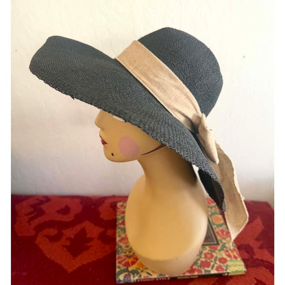 Scala Pronto Black Wide Brim Resort Sun Hat With Oversized Bow Detail