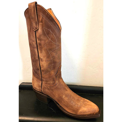 ONLY ONE!!! ALVIES "The Guadalupe" New Cowhide Brown Distressed Cowboy Boot ~ Size 10B
