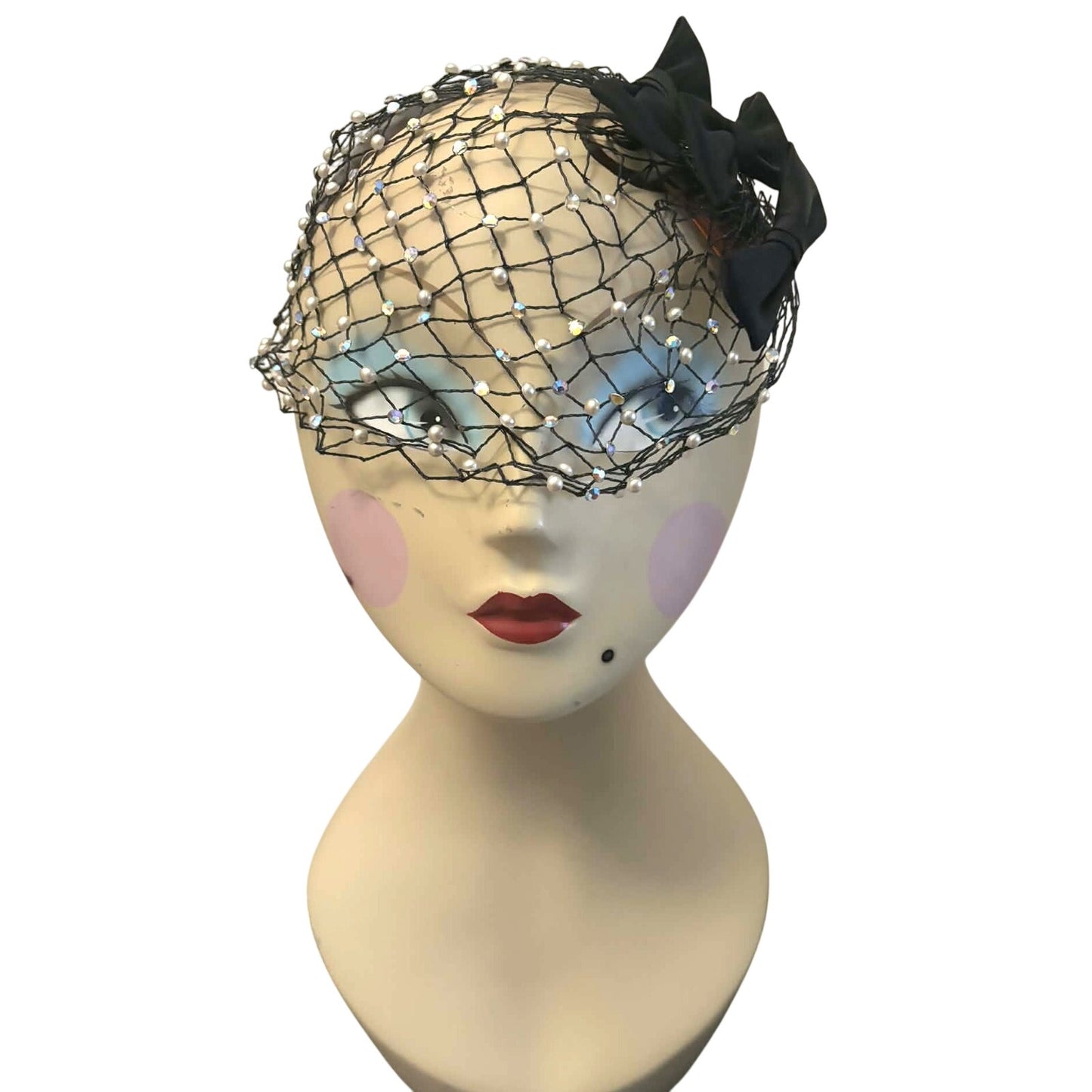 Vintage 1950s-60s Beaded Snood Hair Fascinator