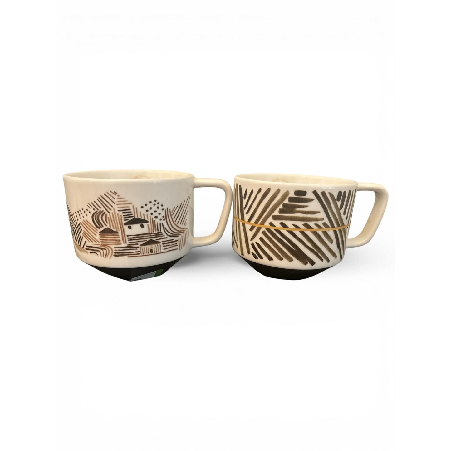 Starbucks Artisan Series 2014 Geography Brown Mug Set of 2