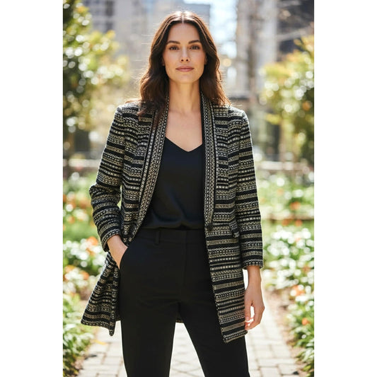 Black Metallic Woven Jacket with Pockets – Size 0 SMALL