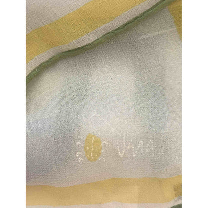 Vintage Vera Neumann Silk Chiffon Scarf Blue Floral Hand Rolled Japan Designer