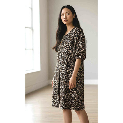 ONLY ONE!!! Vintage SoCal by St. John Leopard Animal Print Knit Jacket Dress Tunic