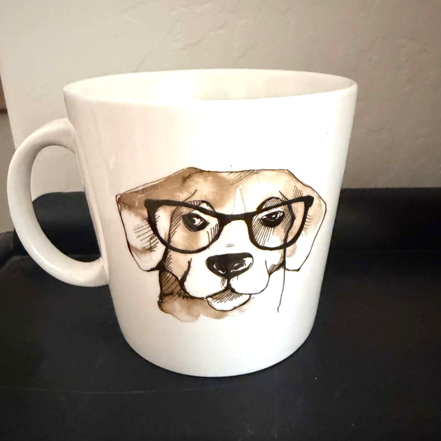 Catherine Malandrino Dog with Glasses Porcelain Coffee Mug