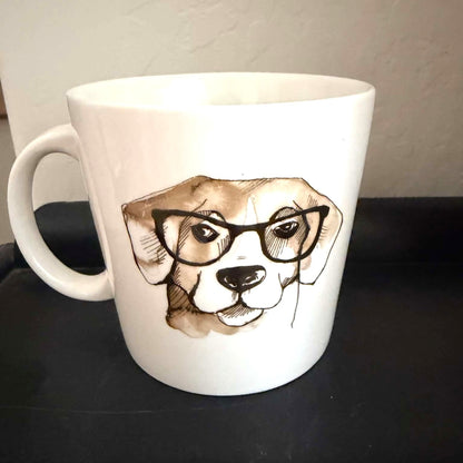 Catherine Malandrino Dog with Glasses Porcelain Coffee Mug