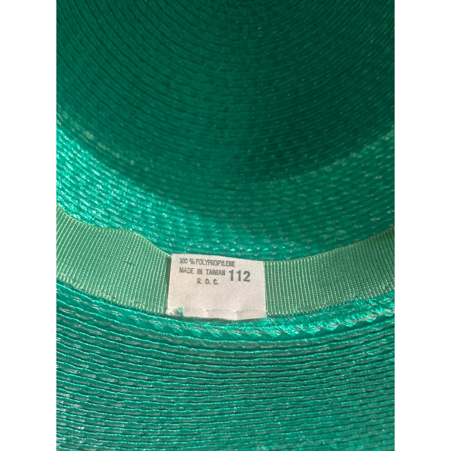 Vintage Green Boater Hat with Black Ribbon | M/L