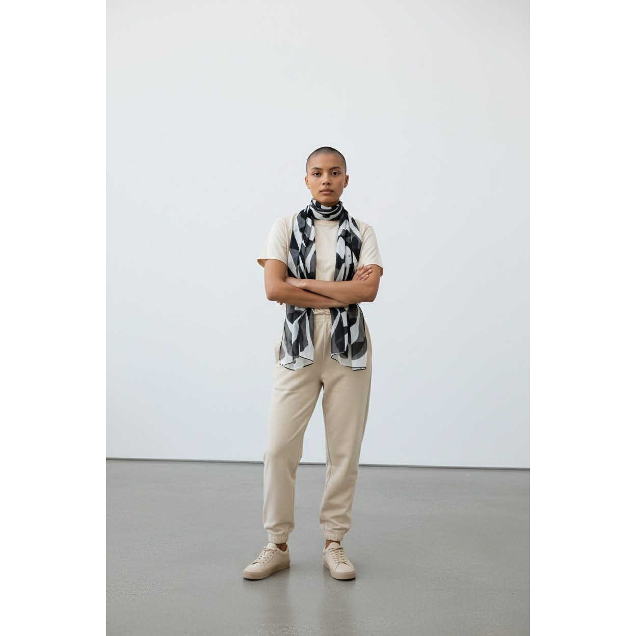 ONLY ONE!!! Vintage Vera Neumann Signed Black & White Silk Chiffon Oblong Scarf