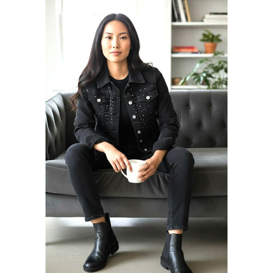 Christine Alexander Black Denim Jacket w/Bling M