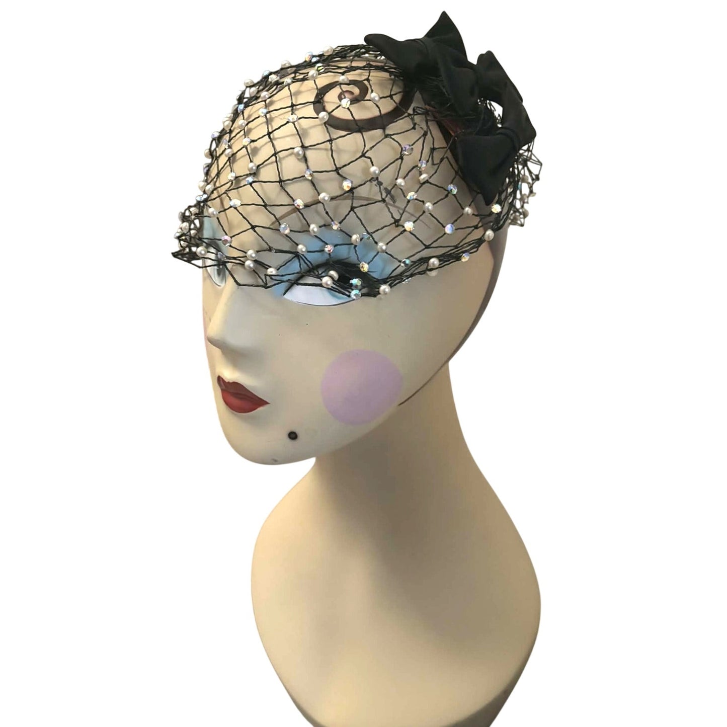 Vintage 1950s-60s Beaded Snood Hair Fascinator