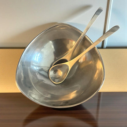 ONLY ONE!!! Vintage Nambe USA Aluminum Alloy 3-Pc Salad Set Bowl Tray Servers