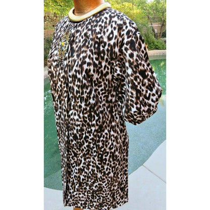 ONLY ONE!!! Vintage SoCal by St. John Leopard Animal Print Knit Jacket Dress Tunic