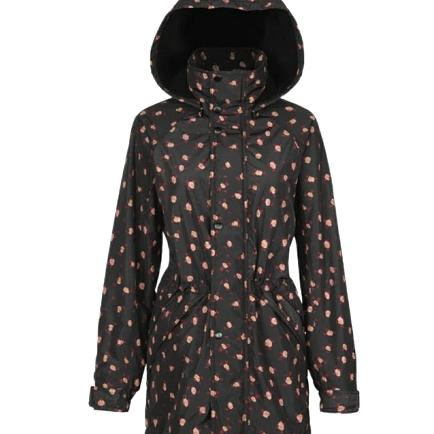 cabi Rainy Day Hooded Anorak Jacket | Black Floral | Curated Classic