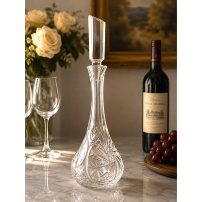 Vintage Kusak Berlin Cut Crystal Decanter With Pinwheel Pattern – 16.5” Tall