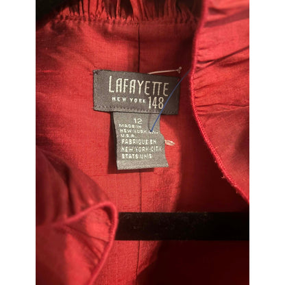 Lafayette 148 Silk Ruffle Jacket | Burgundy Made in NYC | Size 12