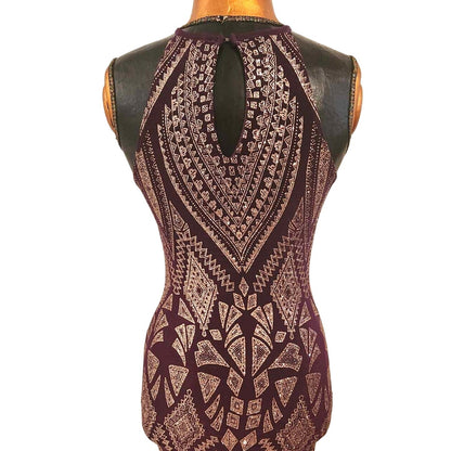 ONLY ONE!!! Vintage 90s Metallic Plum & Gold Halter Evening Gown by JUMP (Size 3/4)