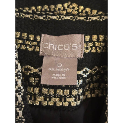 Black Metallic Woven Jacket with Pockets – Size 0 SMALL