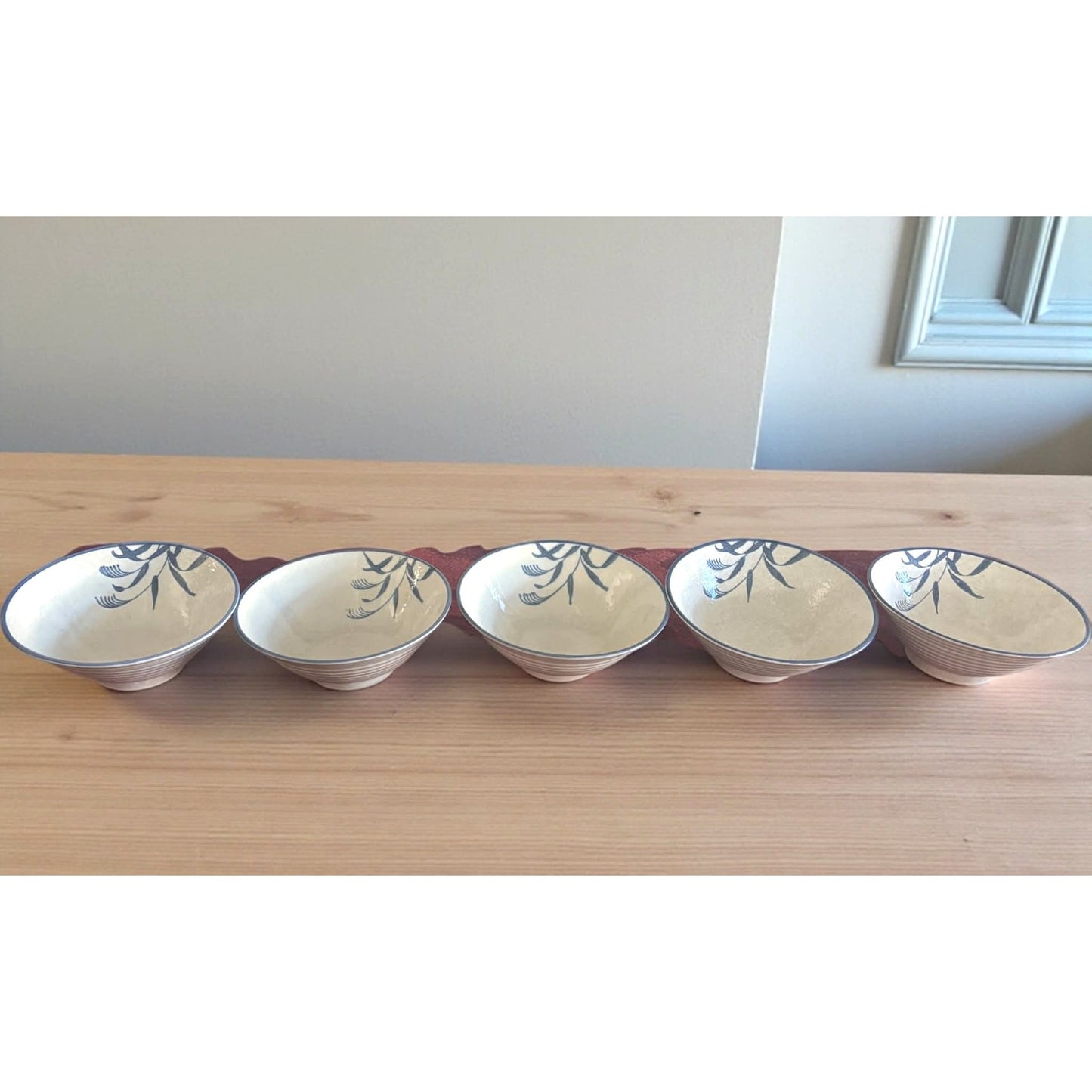 Vintage Japanese Stoneware Bowls Set of 5