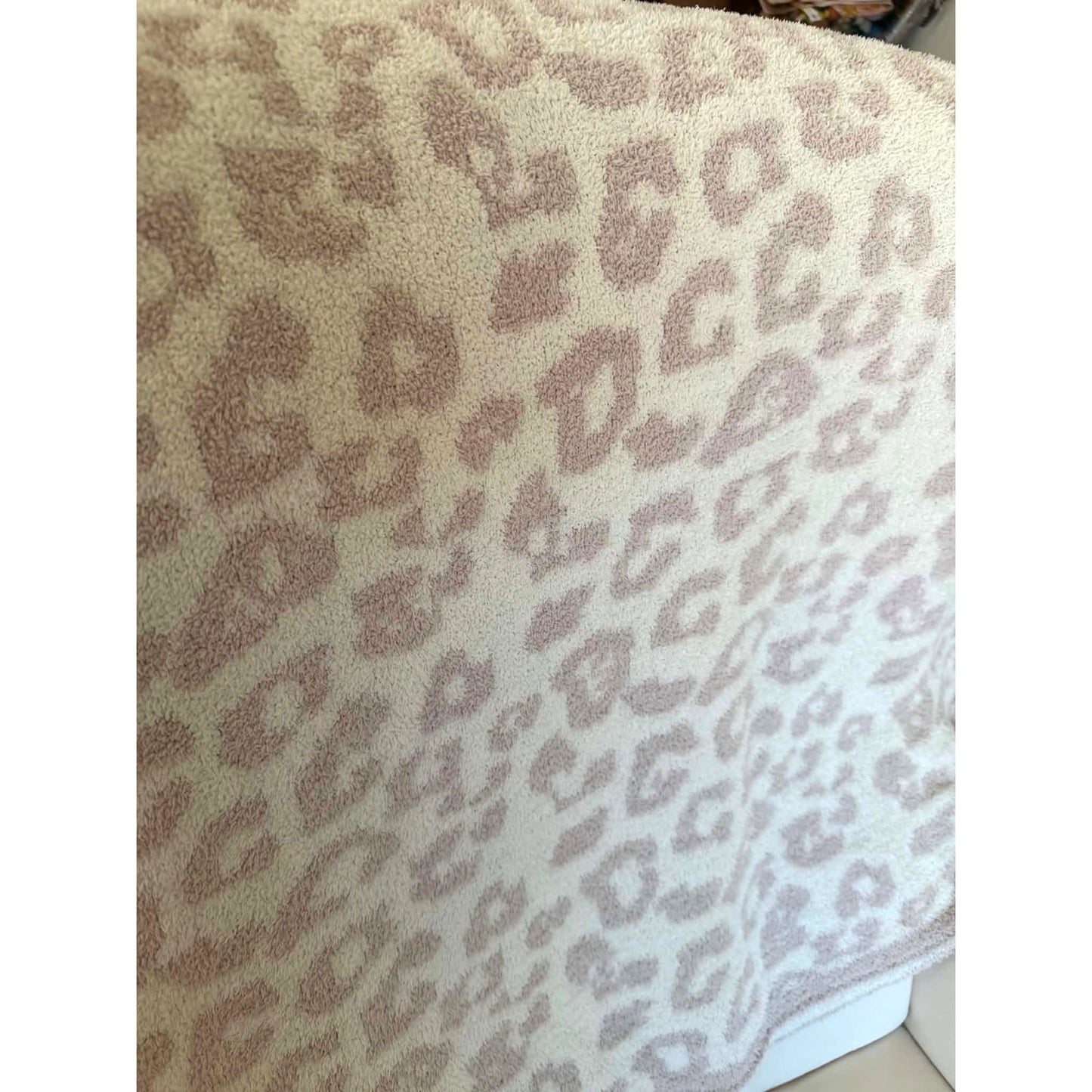 Barefoot Dreams CozyChic Leopard Plush Throw Blanket in Blush Cream